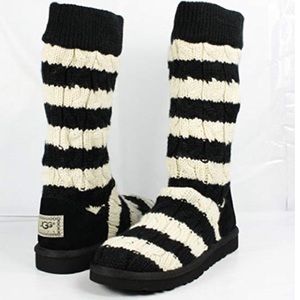 UGG Shoes - Black & White Tall Cable Knit Uggs UGG Shoes - Black & White Tall Cable Knit Uggs